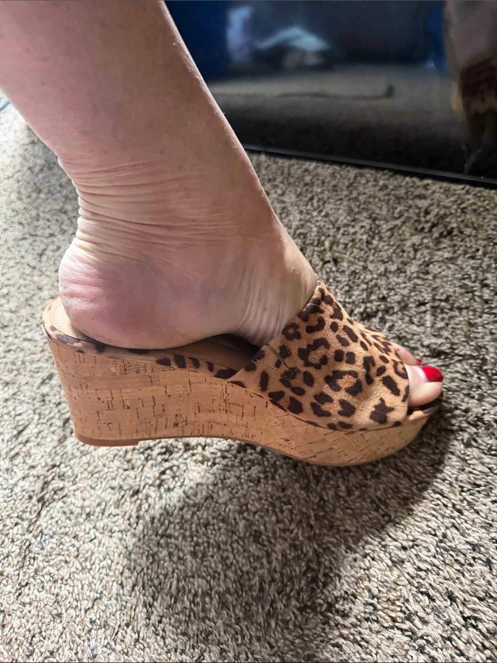 torrid Leopard Print Cork Wedge Slide Sandals - Brown/Tan